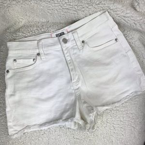 VS Pink White Highwaist Denim Shorts